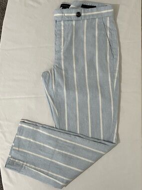 Banana Republic Light Blue & White Vertical Stripe cropped trousers